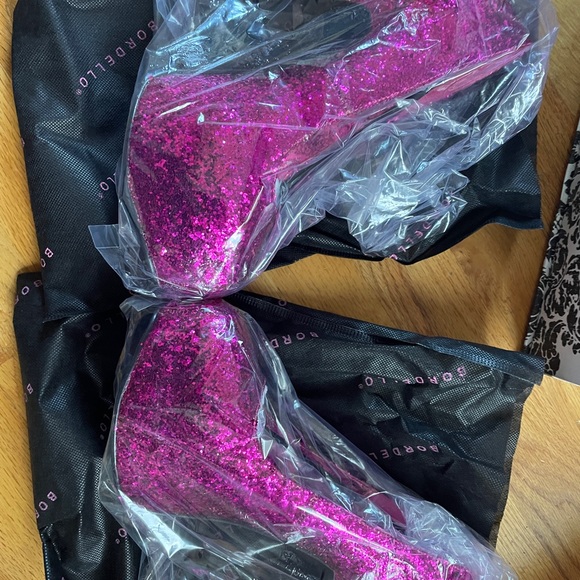 2 x pleaser bordello burlesque teeze pink glitter platform heels - Picture 8 of 10